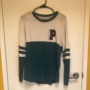 PINK Victoria's Secret Teal and White Sweater